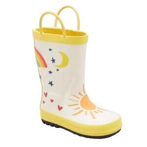 Cat & Jack Yellow Boots Sunshine Rainbows Rubber New
